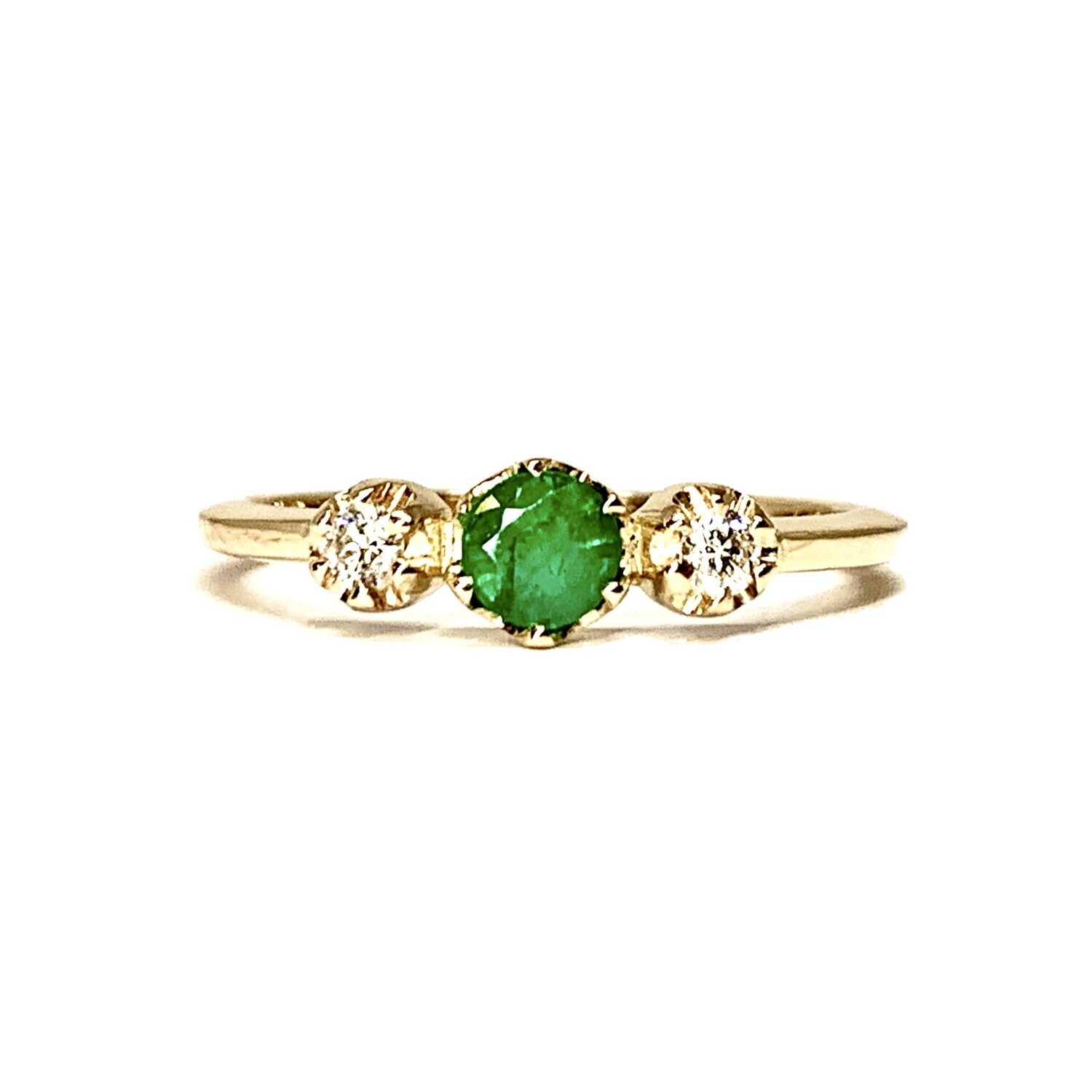 0.3 ct Round Emerald and Diamond Ring