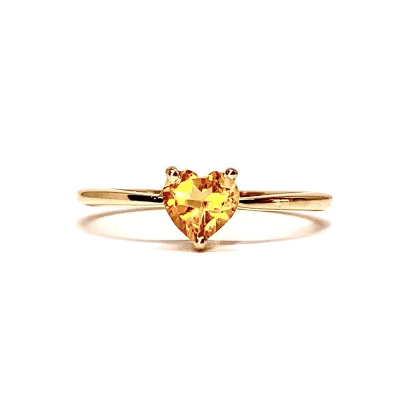 0.5 Heart Shaped, Three Prongs, Citrine Ring