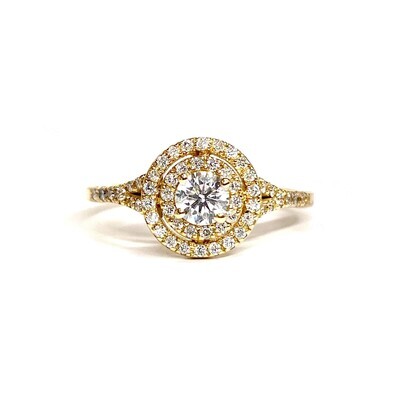 GIA Certified 0.3 ct Double Halo Diamond Engagement Ring