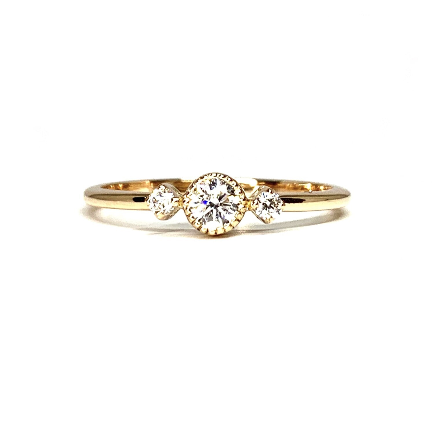 Bezel Set 0.18 ct Three Diamond Ring
