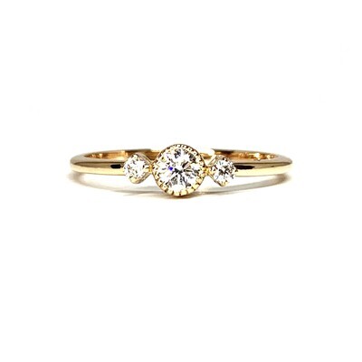 Bezel Set 0.18 ct Three Diamond Ring