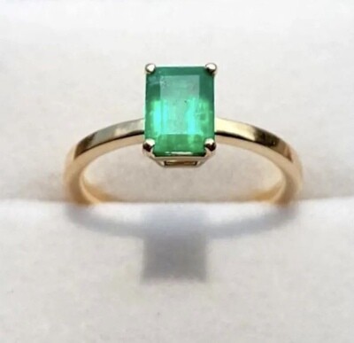Emerald Cut 1.2 ct Emerald, Four Prongs Ring