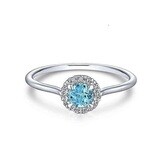 Round 0.3 ct Blue Topaz, Diamond Ring