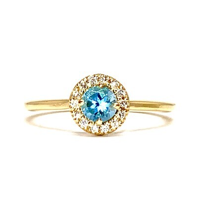 Round 0.3 ct Blue Topaz, Diamond Ring