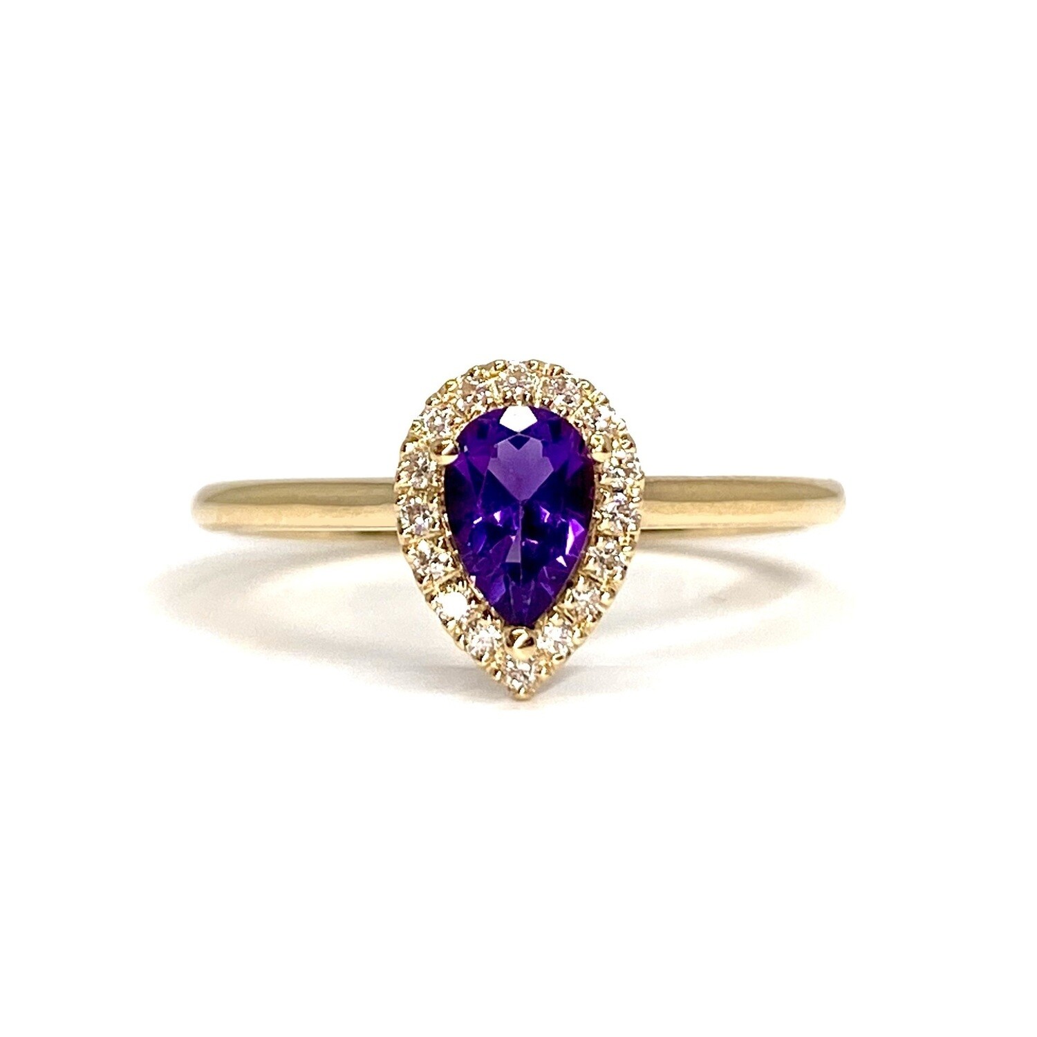 Pear Shaped 0.5 ct Amethyst, Diamond Ring