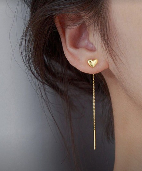 Heart and Dangling Bar Earrings