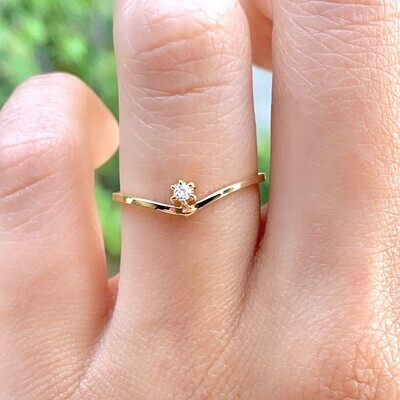 Small V Shaped Diamond Ring