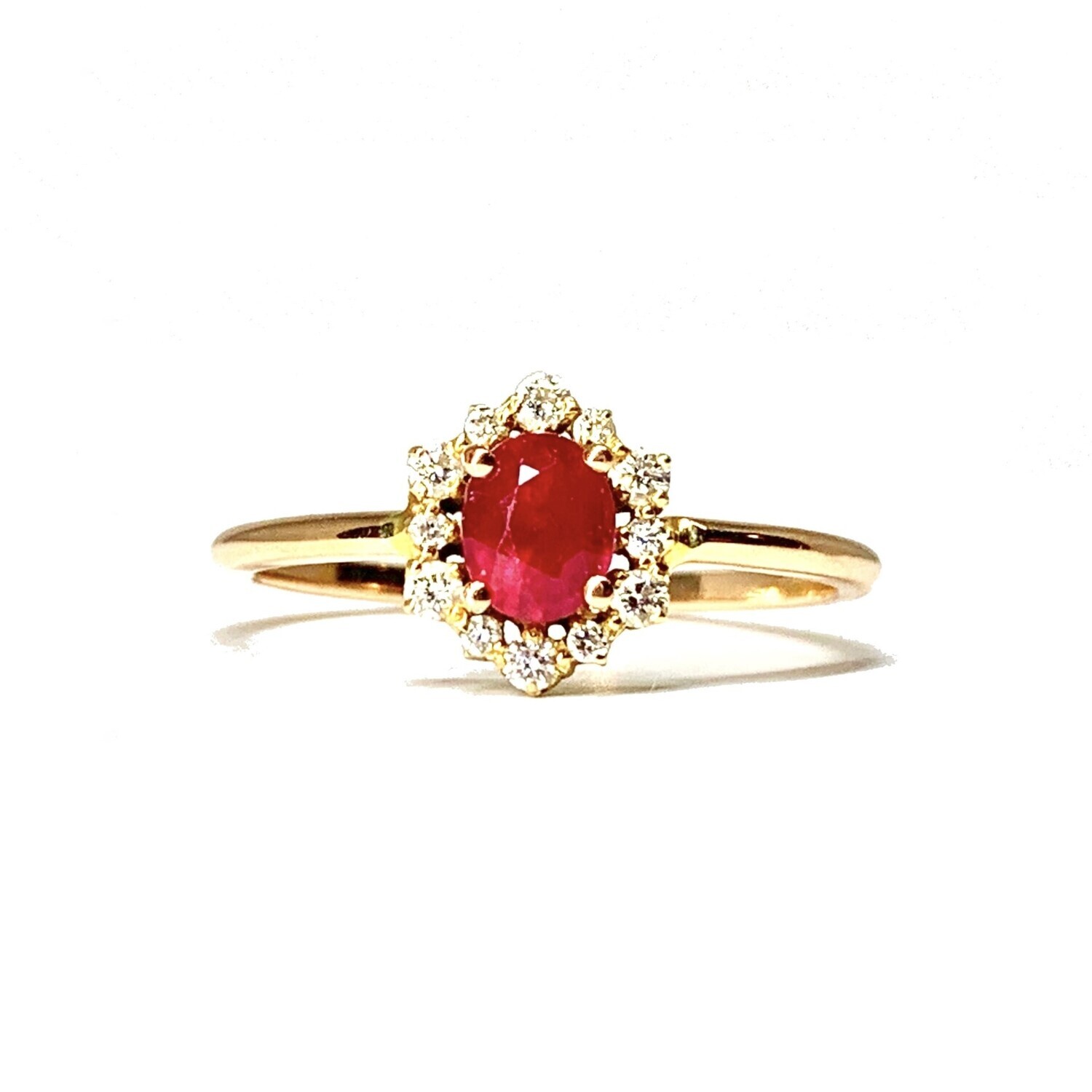 Oval 0.5 ct Ruby, and Diamond Ring