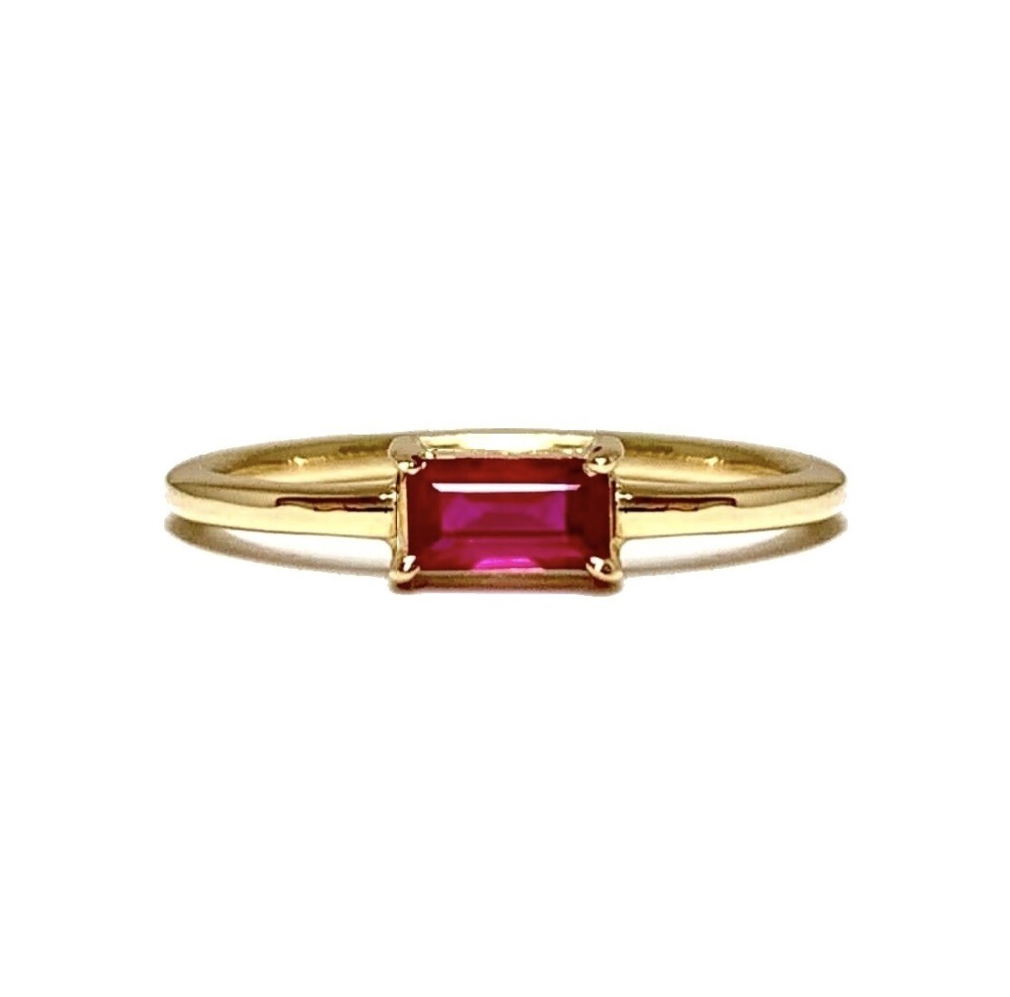 Emerald Cut 0.3 ct Ruby, Four Prongs Ring