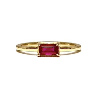 Emerald Cut 0.3 ct Ruby, Four Prongs Ring