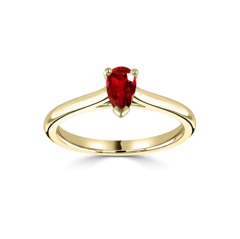 Pear Shaped 0.27 ct Vivid Red Ruby Ring