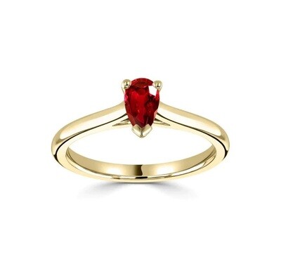 Pear Shaped 0.27 ct Vivid Red Ruby Ring