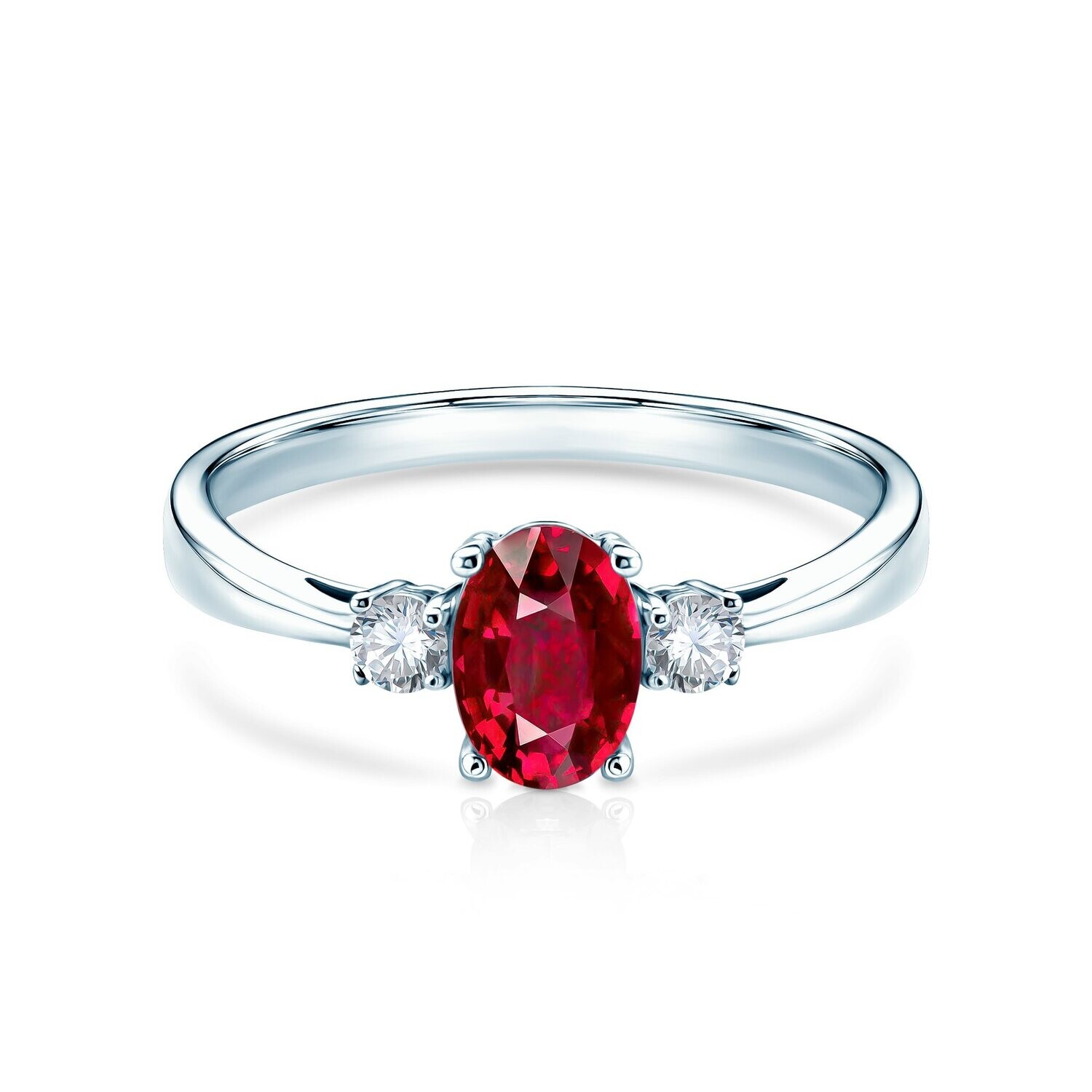 Oval 0.5 ct Ruby, Diamond Ring