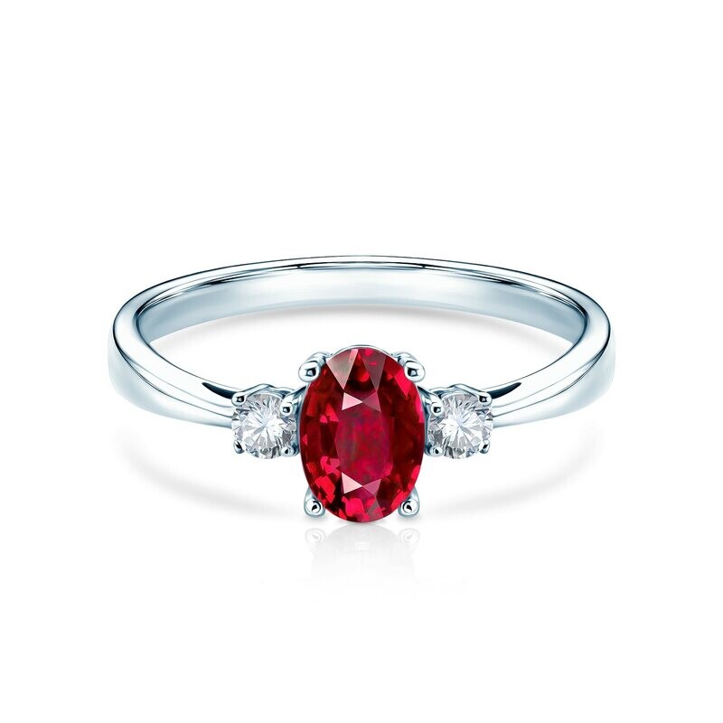 Oval 0.5 ct Ruby, Diamond Ring