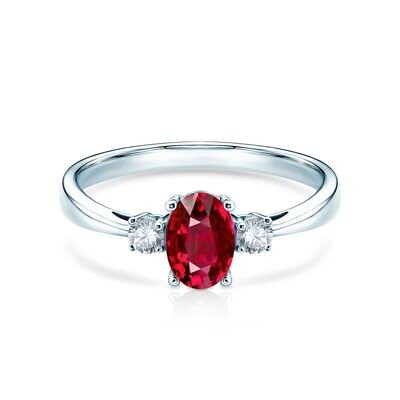 Oval 0.5 ct Ruby, Diamond Ring