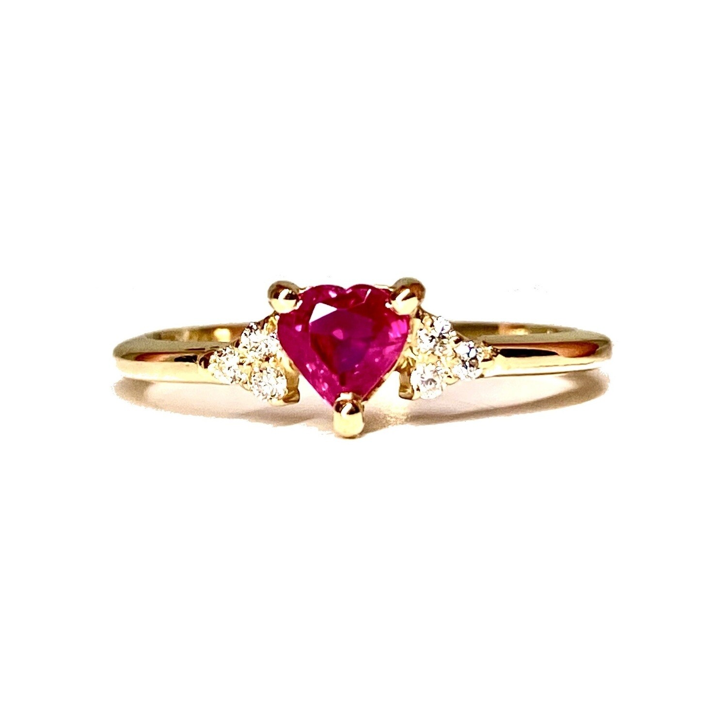 Heart Shaped 0.4 ct Ruby, Diamond Ring