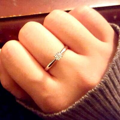 Four Prongs 0.22 ct Diamond Ring