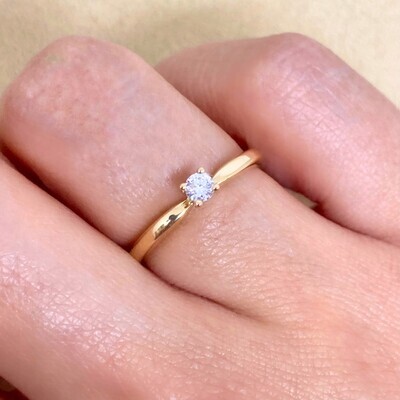 Four Prongs 0.12 ct Diamond Ring
