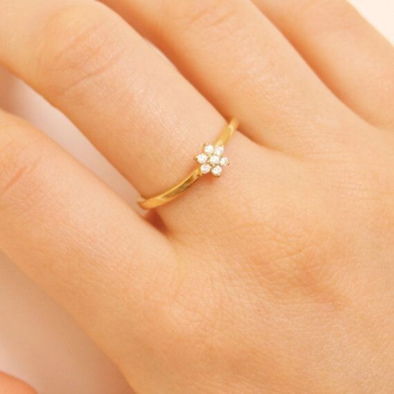 Small Flower Diamond Ring