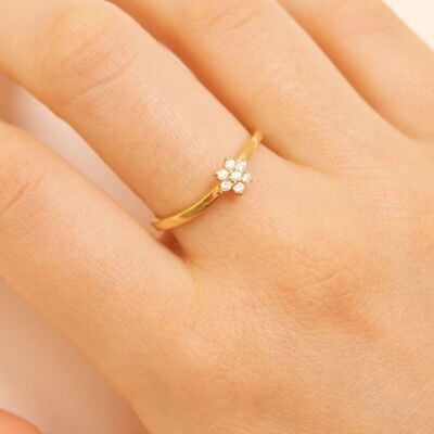 Small Flower Diamond Ring