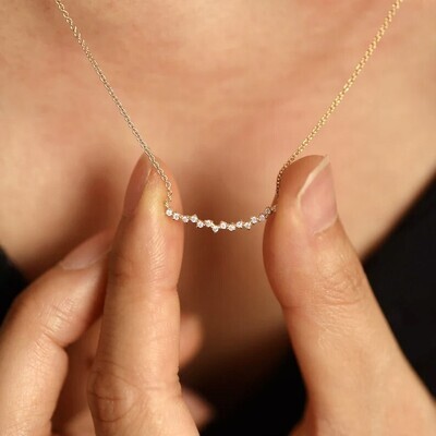 Curved Cluster Diamond Necklace