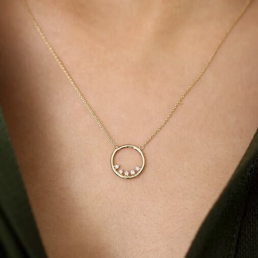 Unique Circle Diamond Necklace