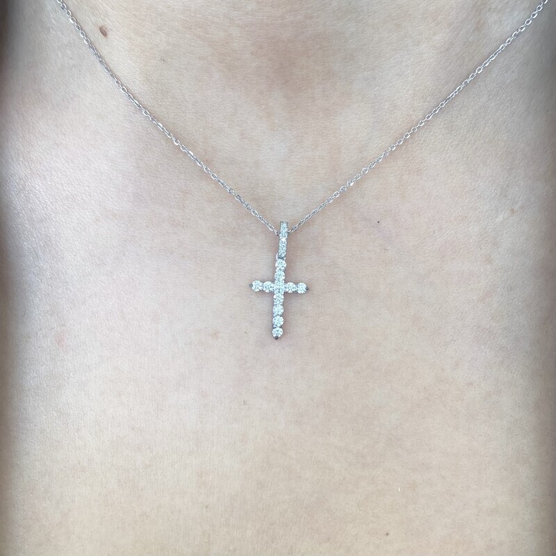 Cross Shaped 2 mm Diamond Necklace