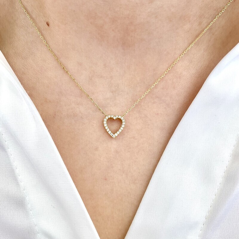 Small Heart Shaped Diamond Necklace