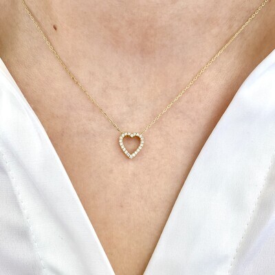 Small Heart Shaped Diamond Necklace