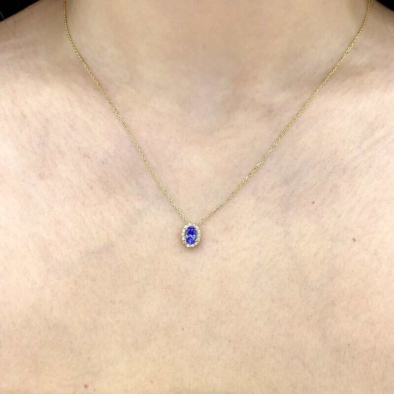 Oval 0.5 ct Tanzanite, Diamond Necklace