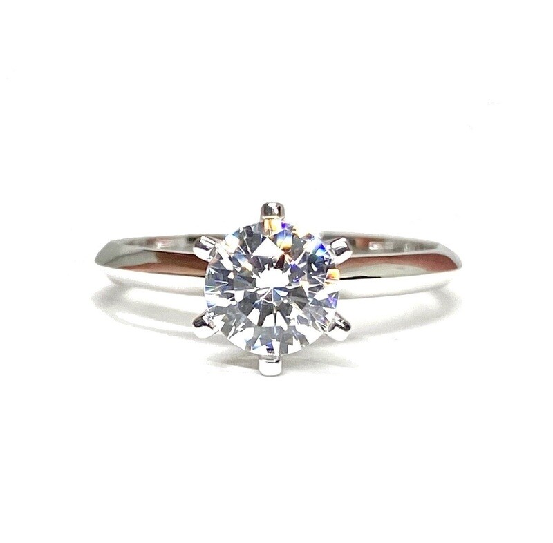 GIA Certified Six Prongs 0.9 ct Diamond Engagement Ring