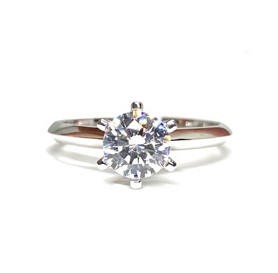 GIA Certified Six Prongs 0.9 ct Diamond Engagement Ring