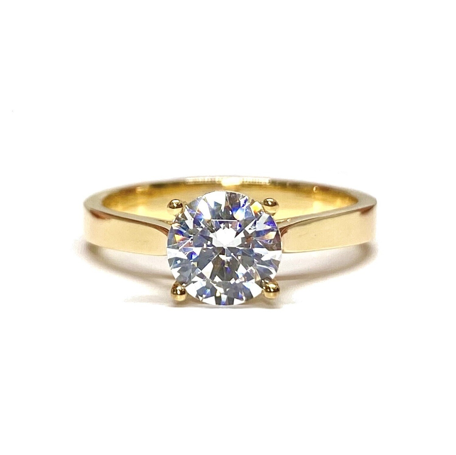 GIA Certified Four Prongs 0.9 ct Flat Band, Diamond Engagement Ring