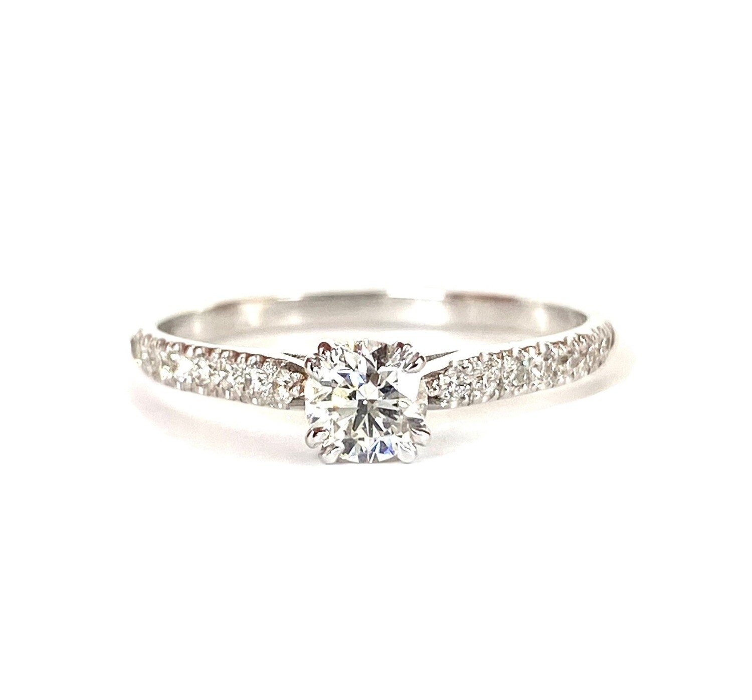 GIA Certified 0.3 ct Diamond, Pave Engagement Ring