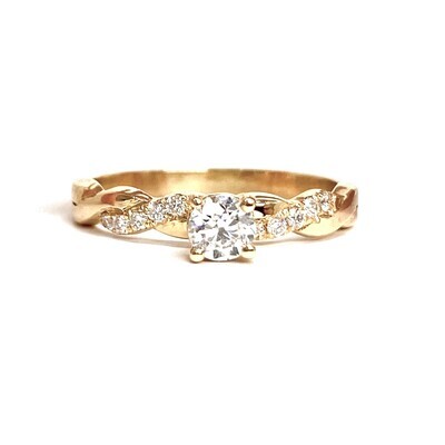 GIA Certified 0.3 ct Twisted Diamond Engagement Ring