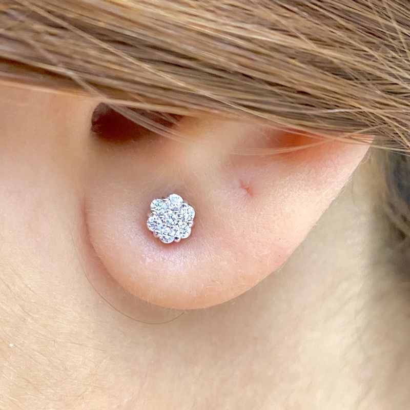 4.5 mm Flower Diamond Earrings