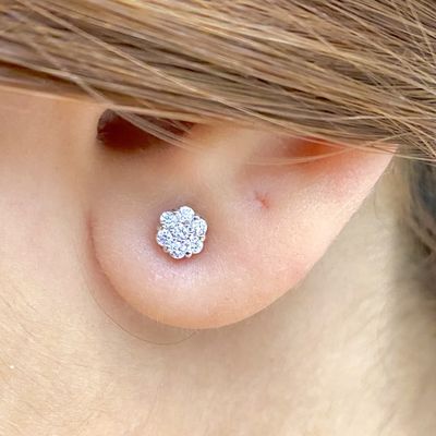 4.5 mm Flower Diamond Earrings