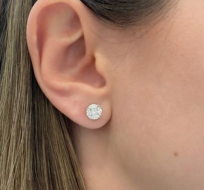 8 mm Illusion Diamond Earrings