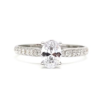 GIA Certified  Oval 0.7 ct Pave Diamond Engagement Ring