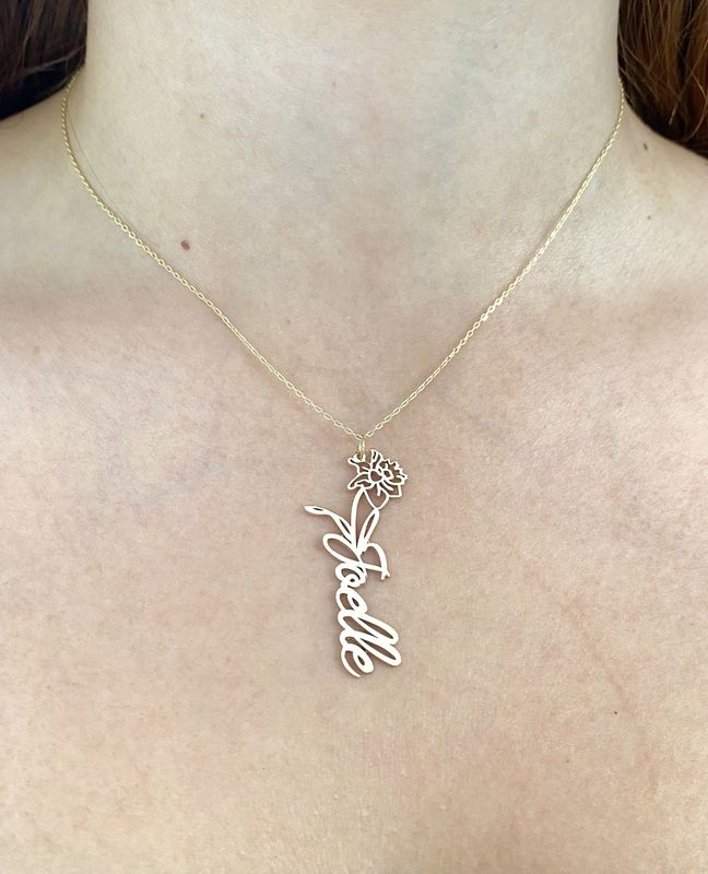 Personalized Name Flower Necklace