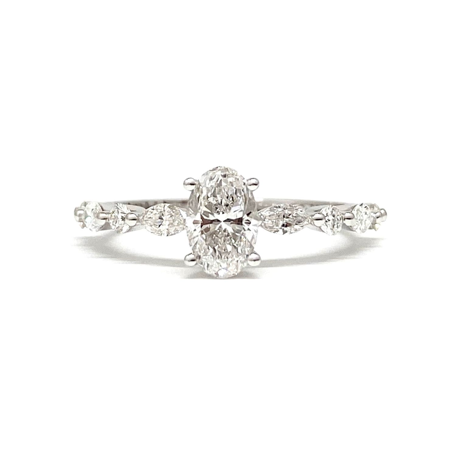 GIA Certified Oval 0.3 ct to 1 ct Pave Diamond Engagement Ring