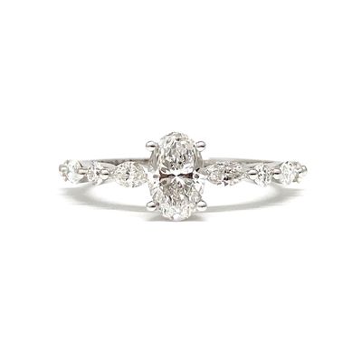 GIA Certified Oval 0.3 ct to 1 ct Pave Diamond Engagement Ring