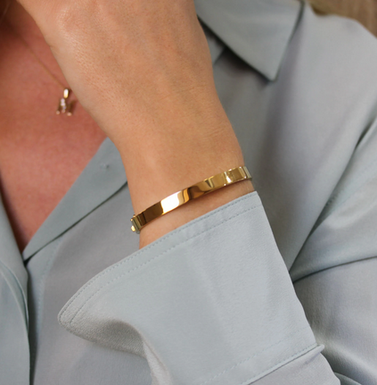 6 mm Solid 18k Gold Flat Gold Bangle