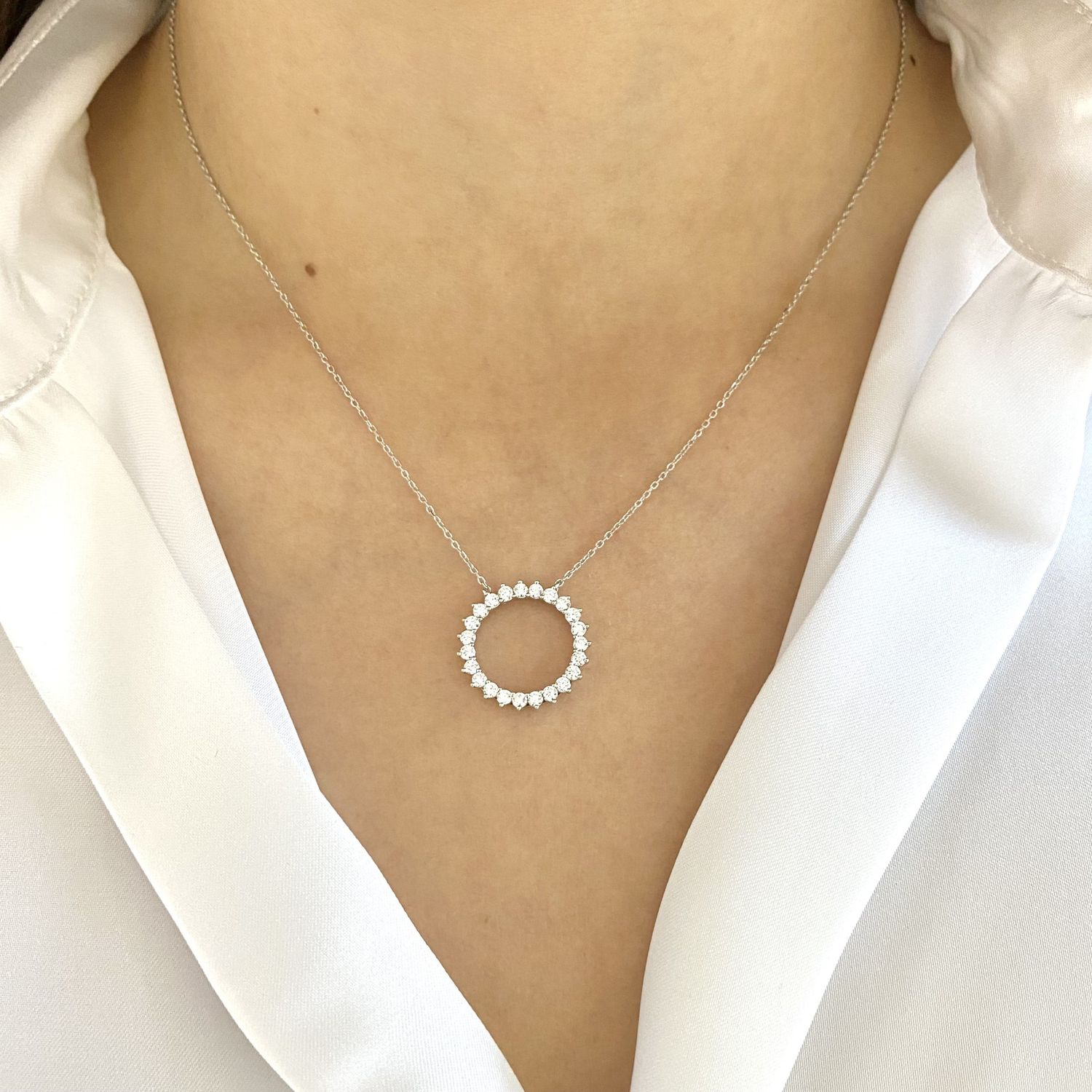 Fine Size Circle Diamond Necklace