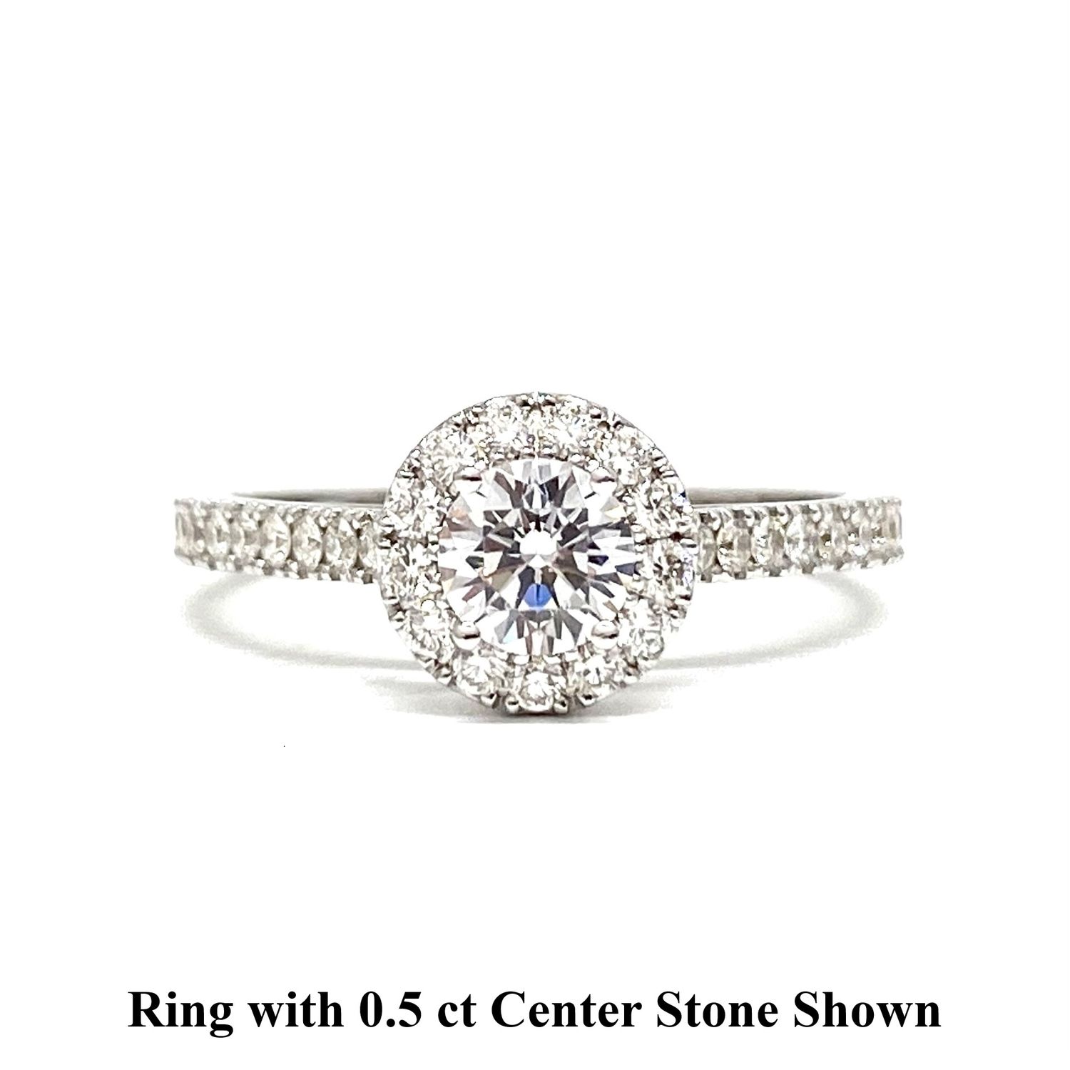GIA Certified 0.3 ct to 1 ct Full Halo Diamond Engagement Ring