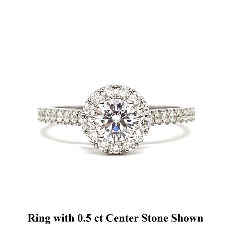 GIA Certified 0.3 ct to 1 ct Full Halo Diamond Engagement Ring
