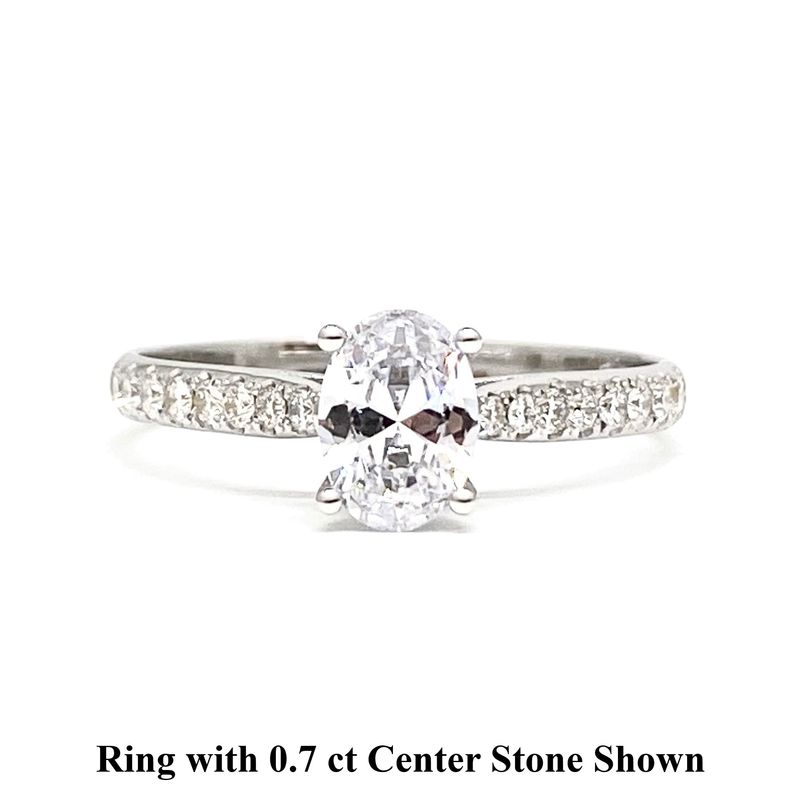 GIA Certified Oval 0.3 ct to 1 ct Pave Diamond Engagement Ring