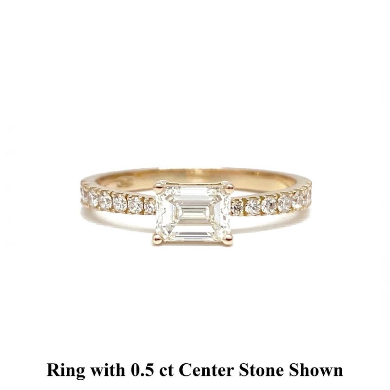 GIA Certified Emerald Cut 0.3 ct to 1 ct Pave Diamond Engagement Ring