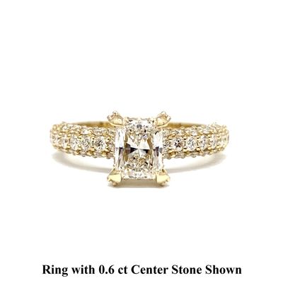 GIA Certified Radiant Cut 0.3 ct to 1 ct Three Sides Pave Set Diamond Engagement Ring