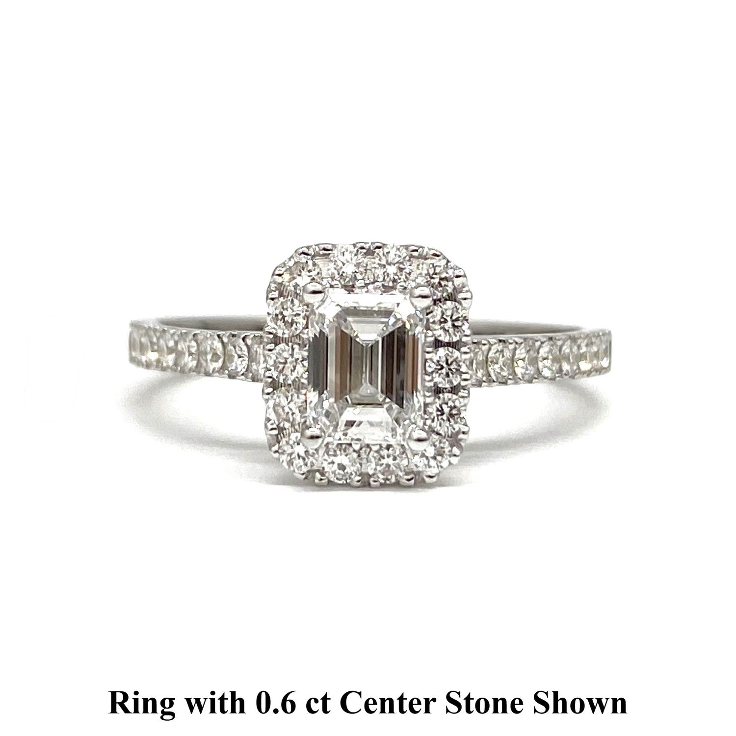GIA Certified 0.3 ct to 1 ct Emerald Cut Full Halo Diamond Engagement Ring